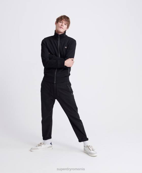 Superdry top colectiv loopback track îmbrăcăminte negru bărbați JX0Z876