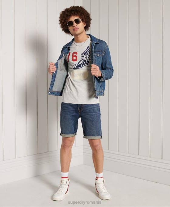 Superdry top colegial overdye cu mâneci lungi îmbrăcăminte gri bărbați JX0Z1558