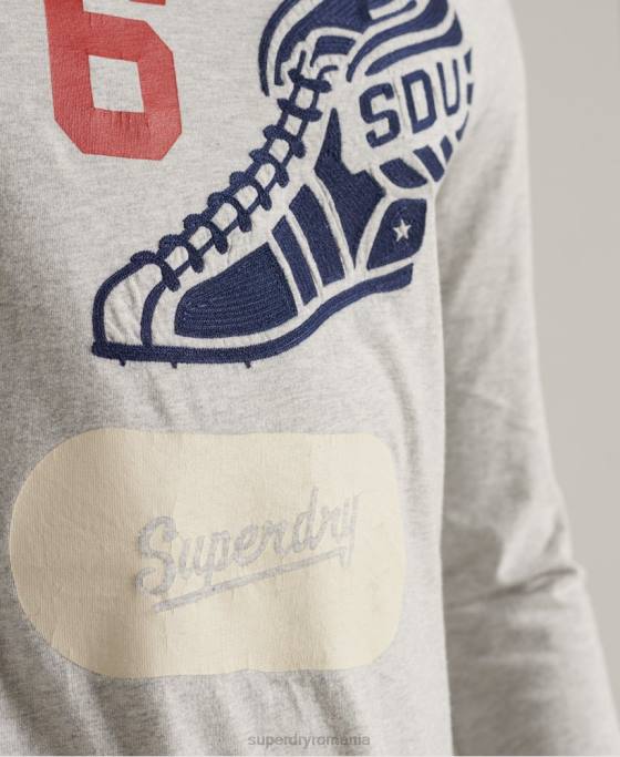 Superdry top colegial overdye cu mâneci lungi îmbrăcăminte gri bărbați JX0Z1558