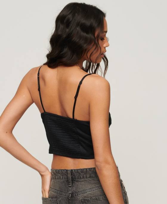 Superdry top corset brodat floral îmbrăcăminte gri inchis femei JX0Z2039