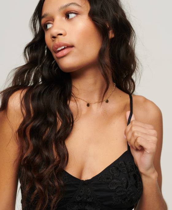 Superdry top corset brodat floral îmbrăcăminte gri inchis femei JX0Z2039