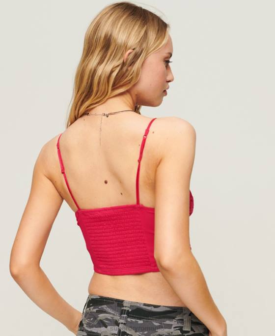 Superdry top corset brodat floral îmbrăcăminte roz femei JX0Z2088