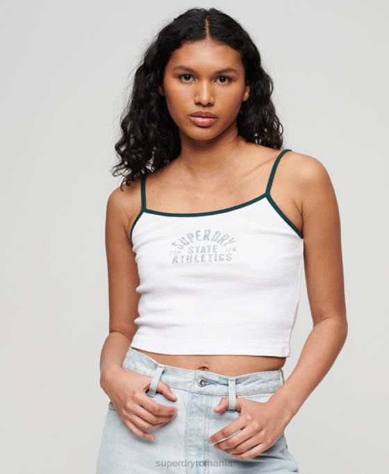 Superdry top crop esențial atletic îmbrăcăminte alb femei JX0Z2921
