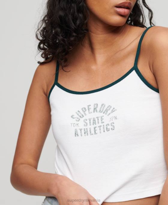 Superdry top crop esențial atletic îmbrăcăminte alb femei JX0Z2921
