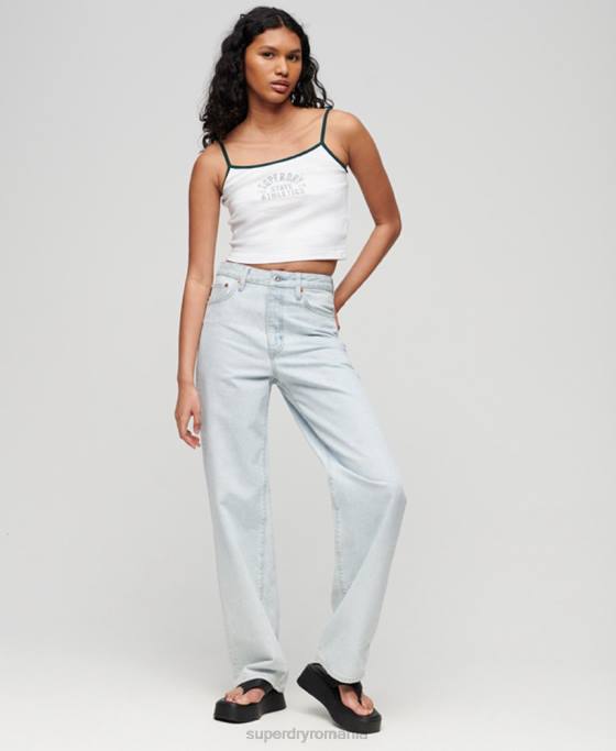 Superdry top crop esențial atletic îmbrăcăminte alb femei JX0Z2921