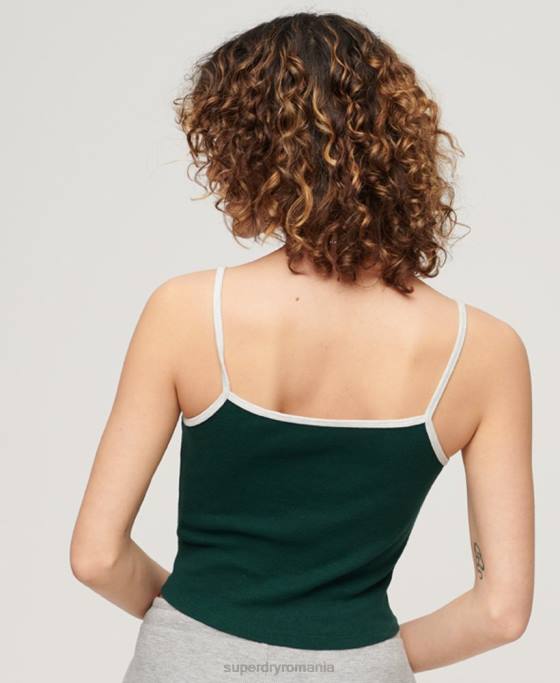 Superdry top crop esențial atletic îmbrăcăminte verde femei JX0Z2029