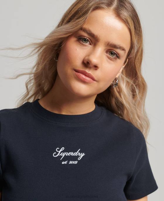 Superdry top crop fit code heritage îmbrăcăminte marina femei JX0Z3016