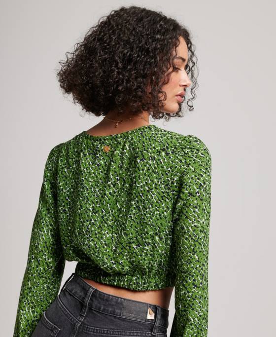 Superdry top cu cravată vintage îmbrăcăminte verde femei JX0Z2952