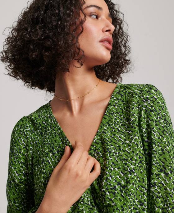 Superdry top cu cravată vintage îmbrăcăminte verde femei JX0Z2952