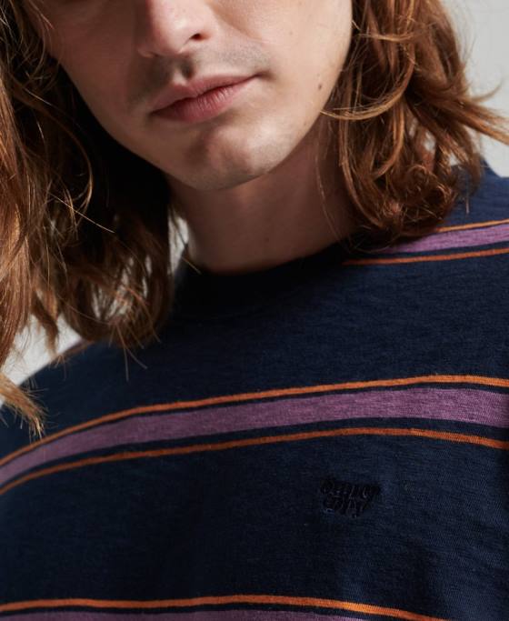 Superdry top cu dungi vintage din bumbac organic îmbrăcăminte marina bărbați JX0Z1471