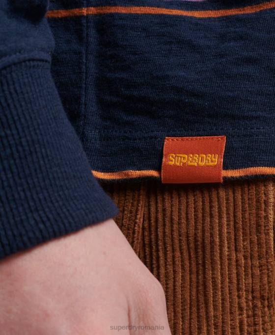 Superdry top cu dungi vintage din bumbac organic îmbrăcăminte marina bărbați JX0Z1471