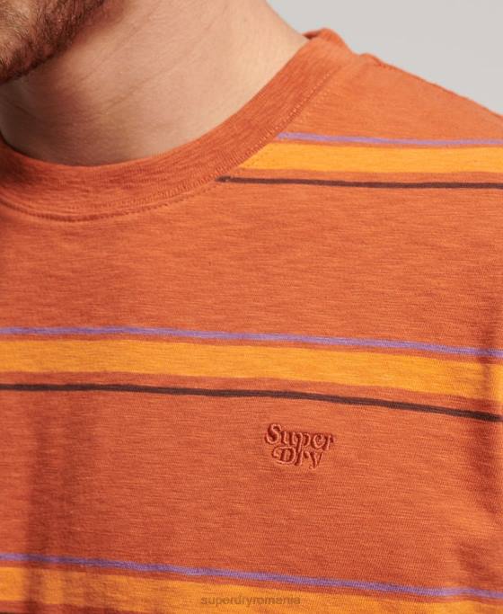 Superdry top cu dungi vintage din bumbac organic îmbrăcăminte maro bărbați JX0Z1476
