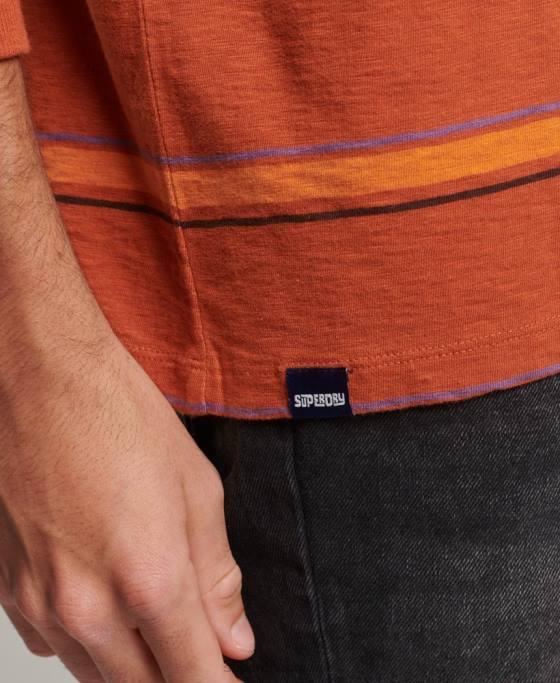Superdry top cu dungi vintage din bumbac organic îmbrăcăminte maro bărbați JX0Z1476