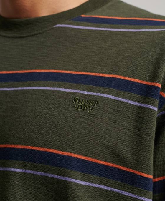 Superdry top cu dungi vintage din bumbac organic îmbrăcăminte verde bărbați JX0Z1480