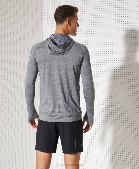Superdry top cu glugă cu strat mijlociu îmbrăcăminte gri inchis bărbați JX0Z1439