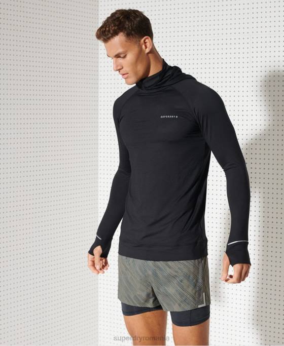 Superdry top cu glugă cu strat mijlociu îmbrăcăminte negru bărbați JX0Z1437