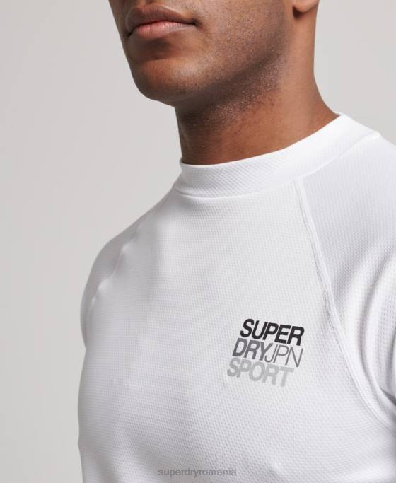 Superdry top cu gât fals tren îmbrăcăminte alb bărbați JX0Z1413