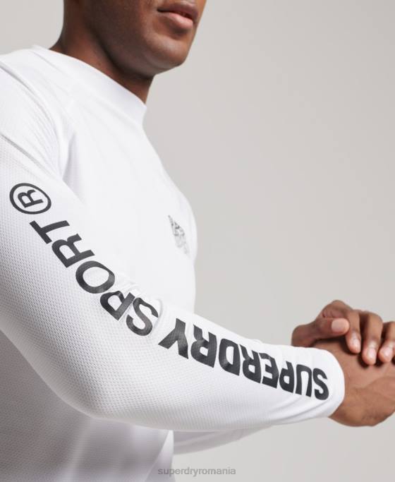 Superdry top cu gât fals tren îmbrăcăminte alb bărbați JX0Z1413