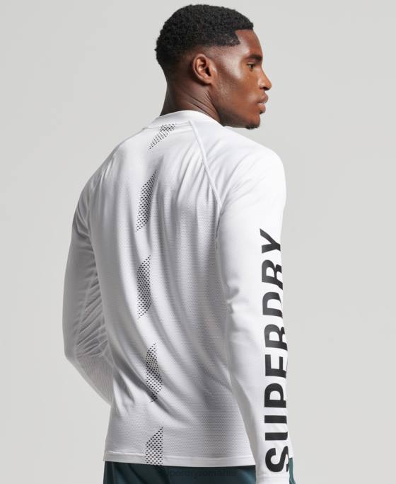 Superdry top cu gât fals tren îmbrăcăminte alb bărbați JX0Z5361