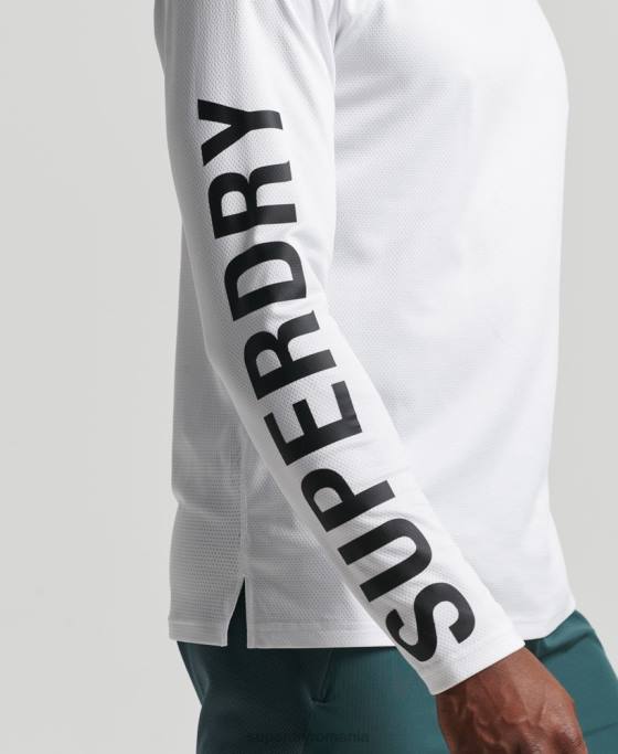 Superdry top cu gât fals tren îmbrăcăminte alb bărbați JX0Z5361