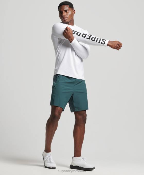 Superdry top cu gât fals tren îmbrăcăminte alb bărbați JX0Z5361