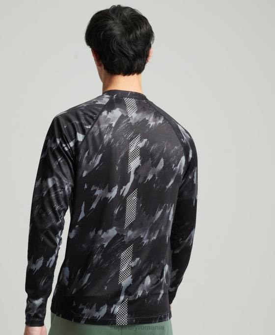 Superdry top cu gât fals tren îmbrăcăminte gri inchis bărbați JX0Z5357