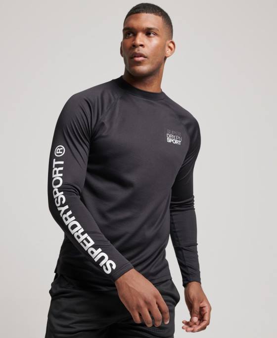Superdry top cu gât fals tren îmbrăcăminte negru bărbați JX0Z1419