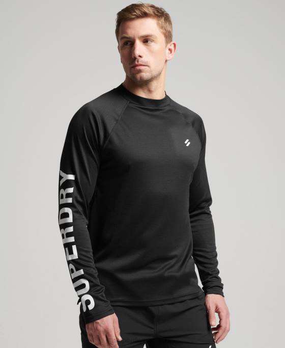 Superdry top cu gât fals tren îmbrăcăminte negru bărbați JX0Z5374