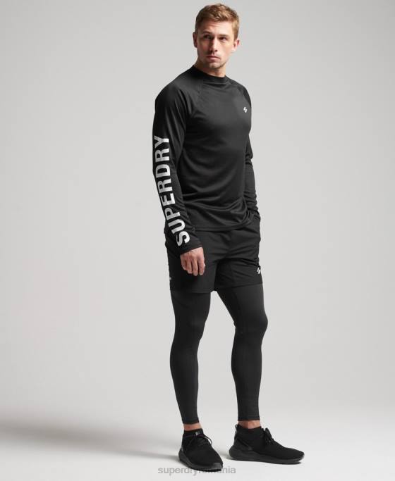 Superdry top cu gât fals tren îmbrăcăminte negru bărbați JX0Z5374
