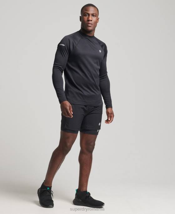 Superdry top cu gât fals tren îmbrăcăminte negru bărbați JX0Z5392