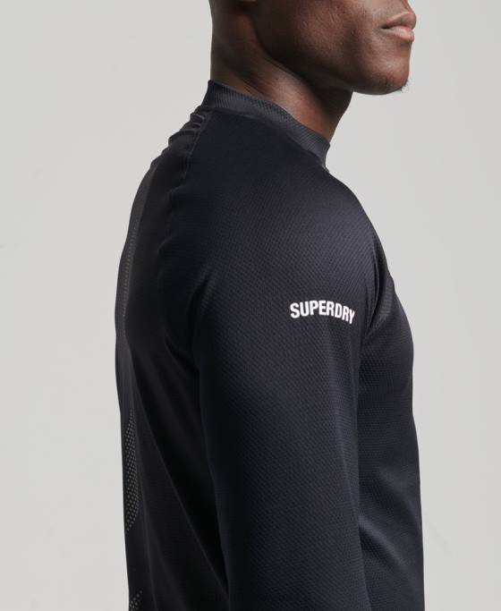 Superdry top cu gât fals tren îmbrăcăminte negru bărbați JX0Z5392