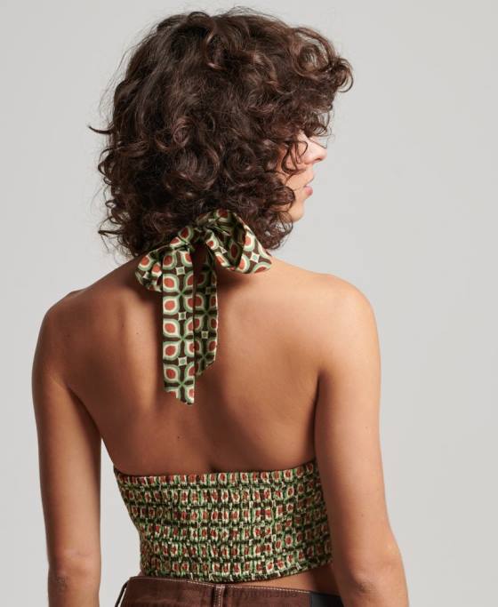 Superdry top cu halter vintage îmbrăcăminte maro femei JX0Z3010