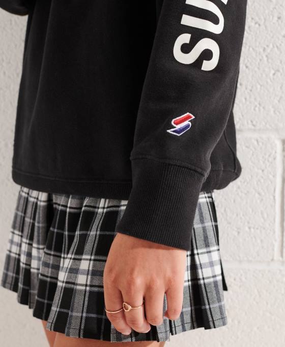 Superdry top cu jumătate de fermoar supradimensionat pentru colegiu din oraș îmbrăcăminte negru femei JX0Z3345
