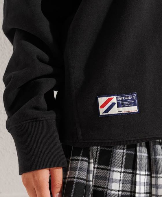 Superdry top cu jumătate de fermoar supradimensionat pentru colegiu din oraș îmbrăcăminte negru femei JX0Z3345