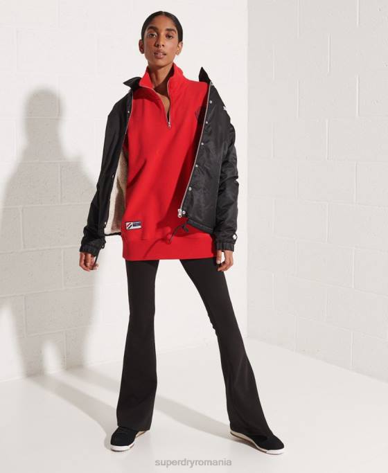 Superdry top cu jumătate de fermoar supradimensionat pentru colegiu din oraș îmbrăcăminte roșu femei JX0Z5959