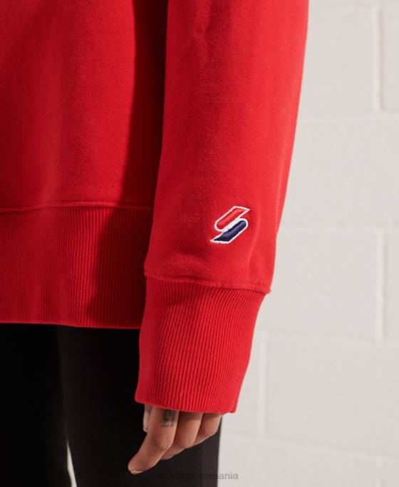 Superdry top cu jumătate de fermoar supradimensionat pentru colegiu din oraș îmbrăcăminte roșu femei JX0Z5959