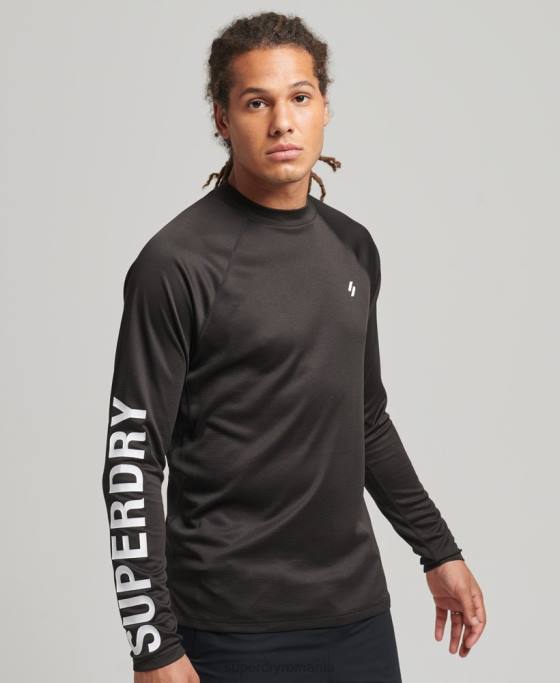 Superdry top cu logo cu gât fals tren îmbrăcăminte negru bărbați JX0Z5378