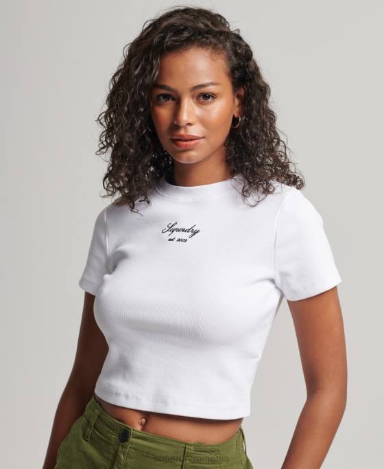 Superdry top cu logo heritage crop fit îmbrăcăminte alb femei JX0Z2975