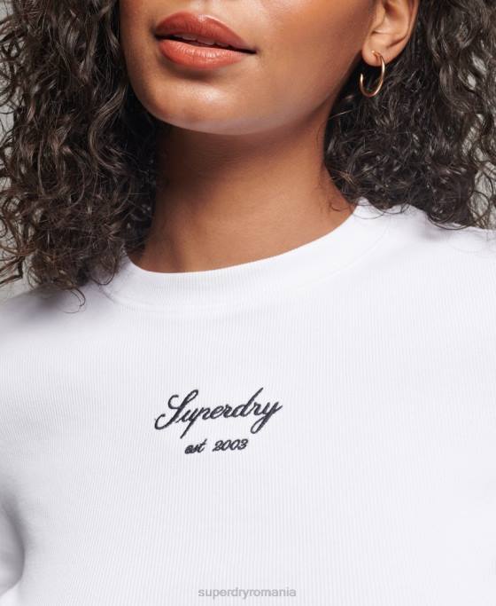 Superdry top cu logo heritage crop fit îmbrăcăminte alb femei JX0Z2975
