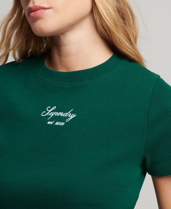 Superdry top cu logo heritage crop fit îmbrăcăminte verde femei JX0Z3005
