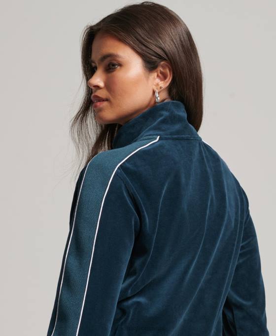 Superdry top cu logo-ul codului din velur îmbrăcăminte albastru inchis femei JX0Z6106