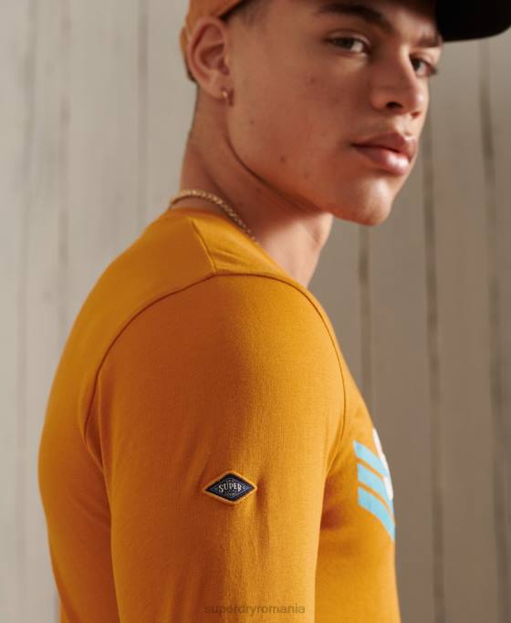 Superdry top cu mânecă lungă cali logo core îmbrăcăminte aur bărbați JX0Z6444