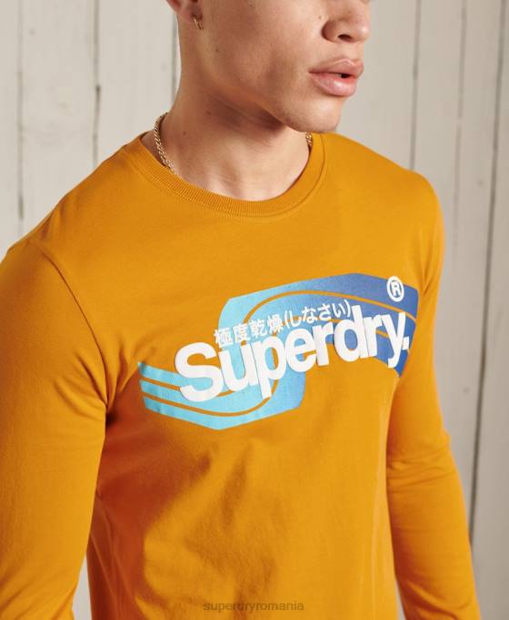 Superdry top cu mânecă lungă cali logo core îmbrăcăminte aur bărbați JX0Z6444