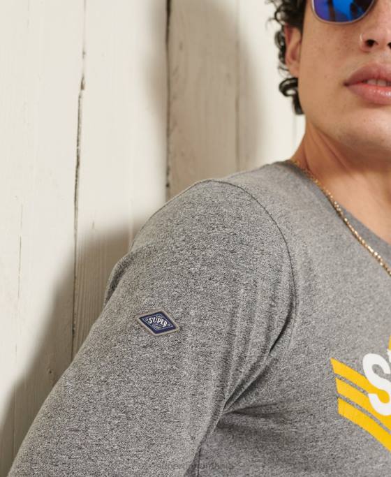 Superdry top cu mânecă lungă cali logo core îmbrăcăminte gri bărbați JX0Z6462
