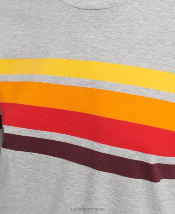 Superdry top cu mânecă lungă cali stripe 20 din bumbac organic îmbrăcăminte gri deschis femei JX0Z6540