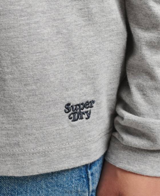 Superdry top cu mânecă lungă cali stripe 20 din bumbac organic îmbrăcăminte gri deschis femei JX0Z6540