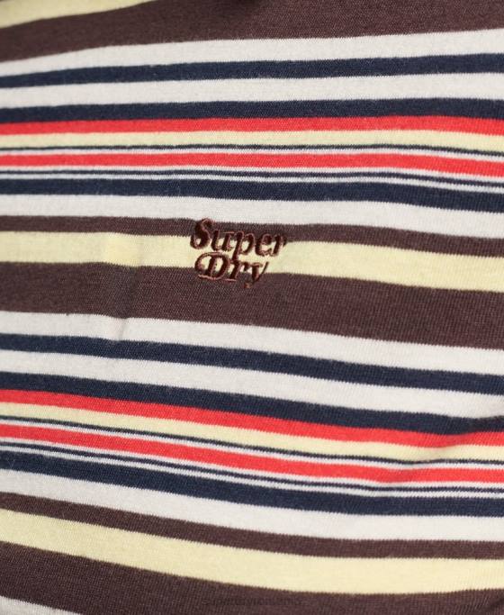 Superdry top cu mânecă lungă cu dungi vintage din bumbac organic îmbrăcăminte maro femei JX0Z2948