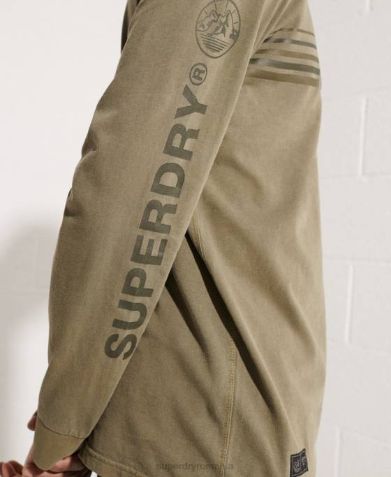 Superdry top cu mânecă lungă cu grafic expedition îmbrăcăminte verde bărbați JX0Z1576