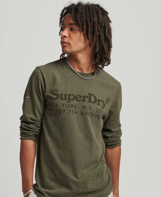 Superdry top cu mânecă lungă cu logo tonal local îmbrăcăminte kaki bărbați JX0Z1569