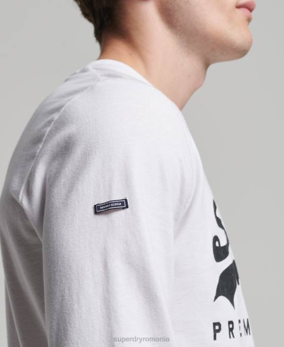 Superdry top cu mânecă lungă cu logo vintage îmbrăcăminte alb bărbați JX0Z1590